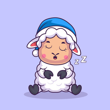 Cute Sheep Sleeping Cartoon 