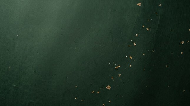 Deep forest green Japanese luxury surface combining lacquer and washi texture with fine gold leaf fragments, elegant copy space