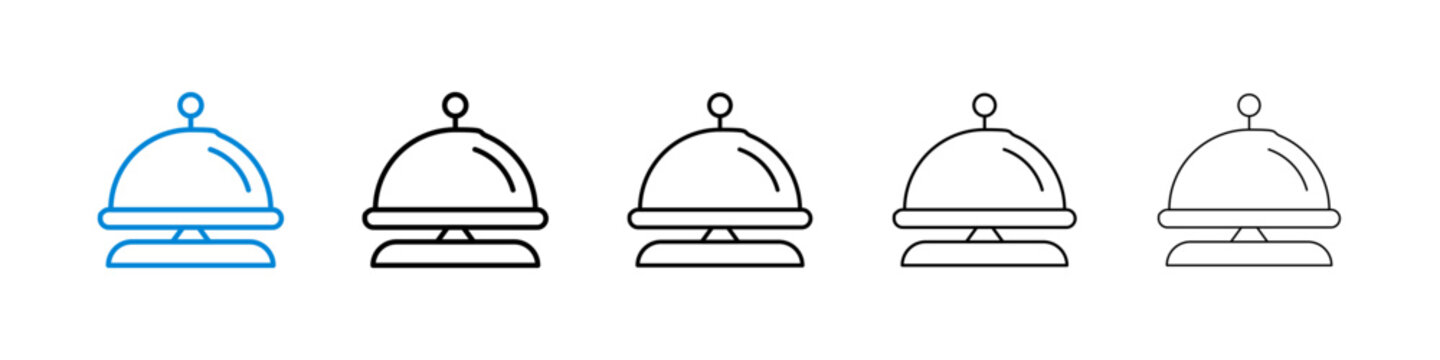 Bell concierge icon flat outline in black