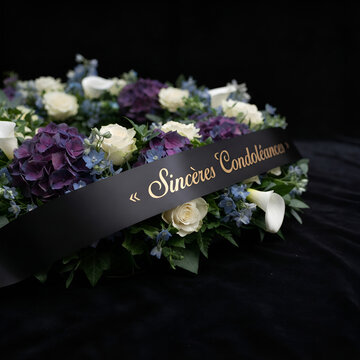 Fleurs de deuil, Gerbe de fleurs pour enterrement ou inhumation