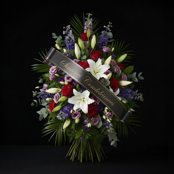 Fleurs de deuil, Gerbe de fleurs pour enterrement ou inhumation