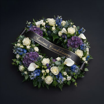 Fleurs de deuil, Gerbe de fleurs pour enterrement ou inhumation
