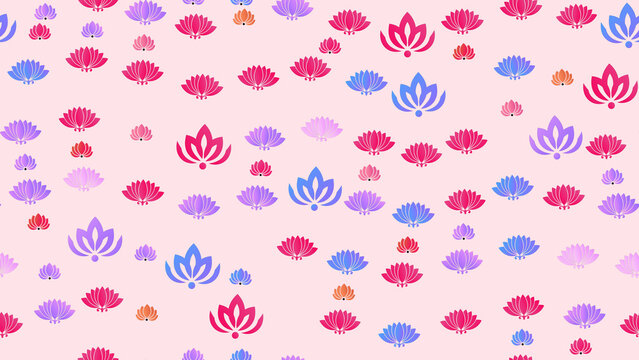Stylized lotus flower pattern on pink background
