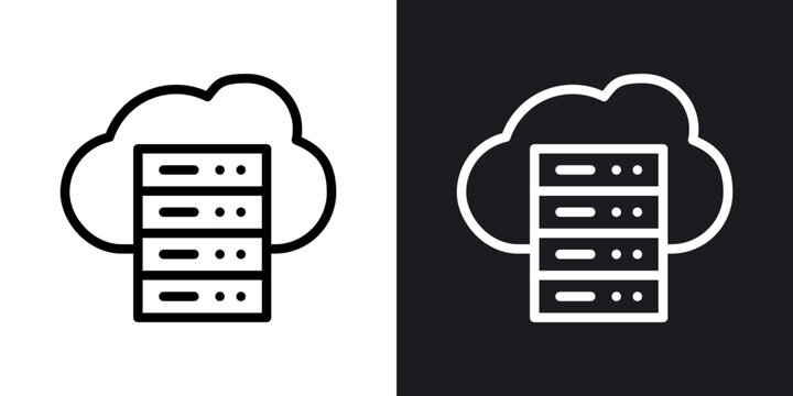 Cloud server icon flat outline in black