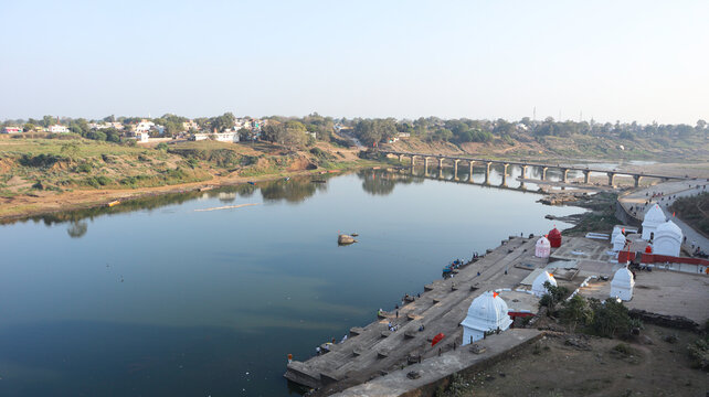 Beautiful Tapi River View Back of Shahi Fort of Burjanpur, Madhya Pradesh, India. 