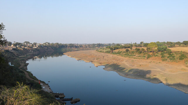 Beautiful Tapi River View Back of Shahi Fort of Burjanpur, Madhya Pradesh, India. 