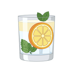 Refreshing cocktail with orange slice and mint leaves © Rudi