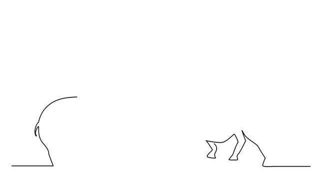 bear and bull economy market business signs one line 2D video animation clipart
