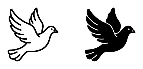Fototapeta premium Dove flying silhouette and outline for logo
