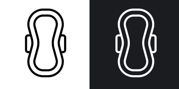 Hygienic pad icon flat outline in black
