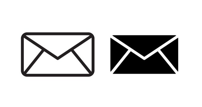Email icon flat outline in black