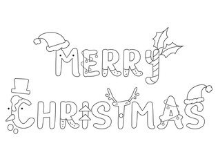 Festive 'Merry Christmas' coloring page with holiday-themed letters. © Rawpixel.com