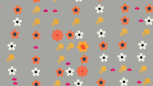 Stylized floral pattern on grey background