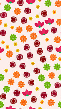 Stylized floral pattern with various flowers