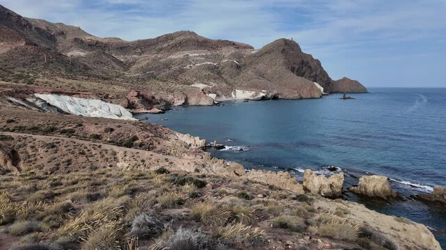 Scenic view in Cabo de Gata on a sunny afternoon, Province of Almeria, Spain.