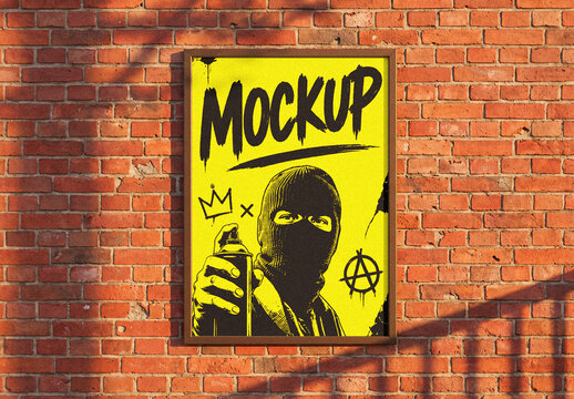 Brick Wall Poster Mockup