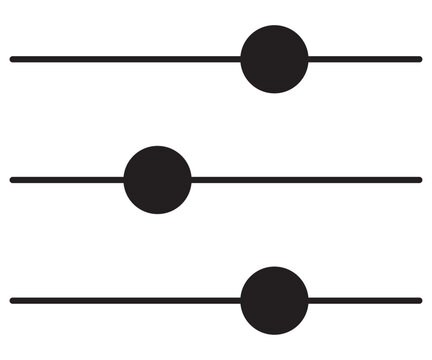 Minimalist Slider Control Line Icon, Black Audio Equalizer Adjustment Symbol, Modern User Interface Filter Vector