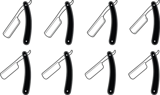 Vintage, straight razor icons pattern vector illustration for classic barber shop
