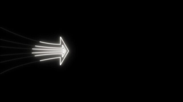 Neon glowing arrow pointer animation, minimalist directional sign for ui and presentations