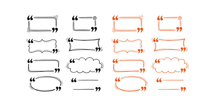 Versatile collection of black and orange quote bubbles for creative layout design and stylish text emphasis