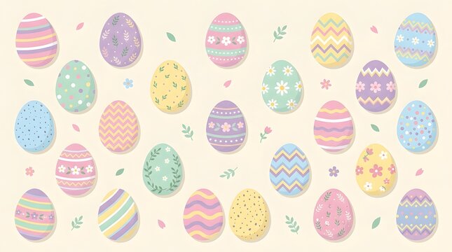 Background pattern with colorful hand painted decorated easter eggs