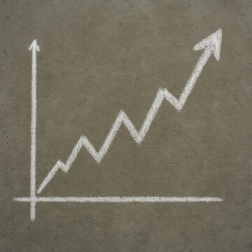White chalk graph with an upward zigzag arrow
