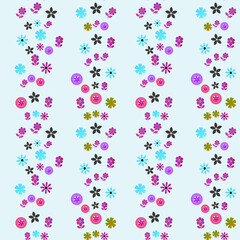 Scattered small floral motifs on light blue background © nutan