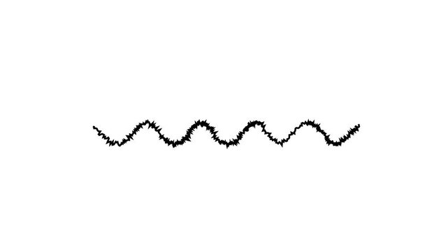 Black sound wave frequency line moving on a white background