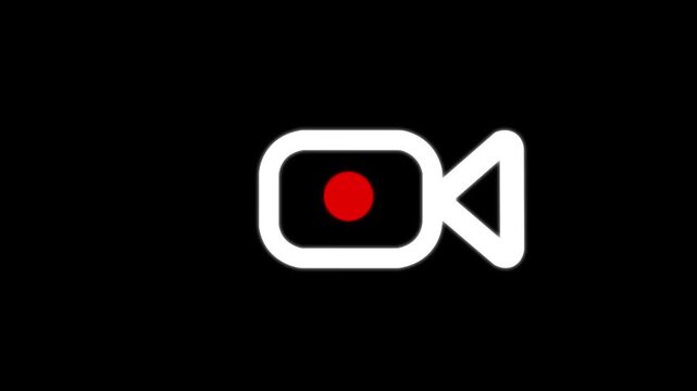 Minimalist recording icon animation with blinking red dot for broadcast and live streaming interface
