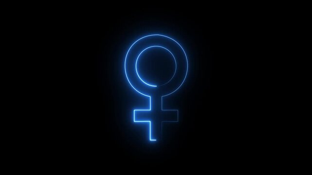 glowing Neon Abstract female symbol icon animation on black background isolated Motion graphics of concept video