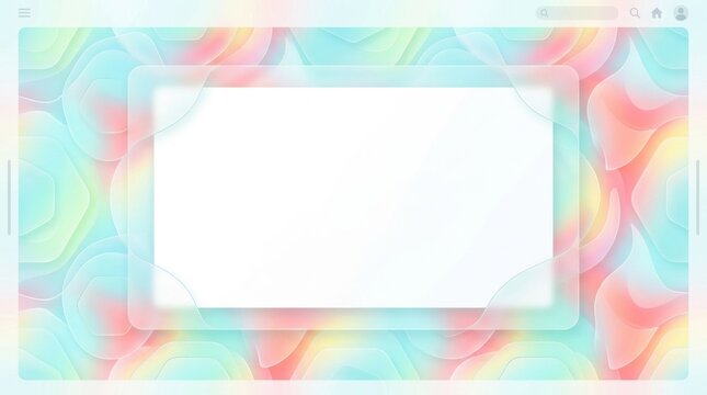 Abstract pastel holographic frosted glass frame UI template background