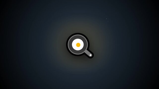 Fried egg in pan icon pattern on dark background