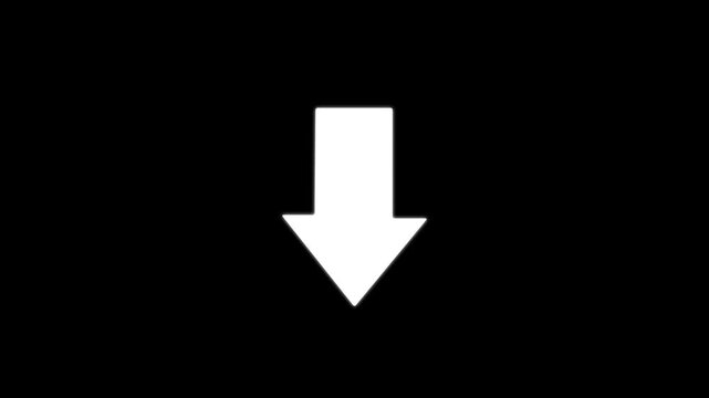 Minimalist white downward arrow icon animation on black background, for ui and navigation