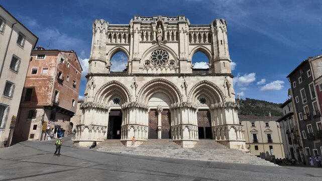 The majestic Cathedral of Santa Maria and San Julian in Cuenca, beautiful town in the Castilla La Mancha region of Spain.