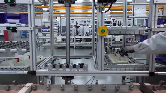 Group of Industrial technician engineer worker operating industrial machinery, inspecting quality manufacturing CNC factory equipment production line status in the manufacturing industry plant