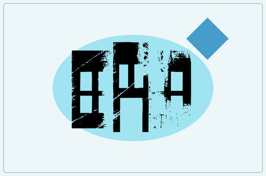 Isolated Distressed BFA Block Letters on Pastel Oval Featuring Blue Diamond Accent
