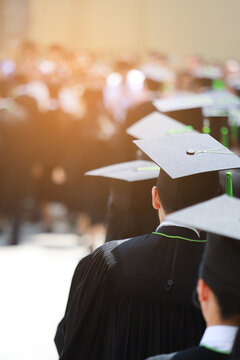 backside graduation hats during commencement success graduates of the university, Concept education congratulation. Graduation Ceremony ,Congratulated the graduates in University during commencement