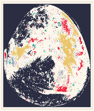 Speckled Full Moon Called Cheese Wheel with Grunge Halftone Texture Isolated