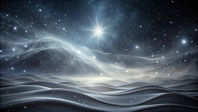 Astronomical abstract background with horizontal gray waves and subtle starlight effects, night sky, astronomical