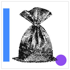 Gritty Vintage Money Sack Featuring Rough Stippled Halftone Grunge Vector Texture © Rysak