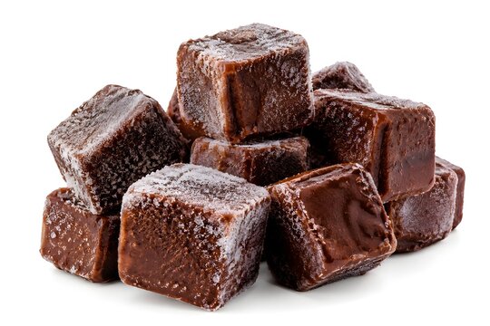 Frozen Coffee Cubes Isolated on White Background