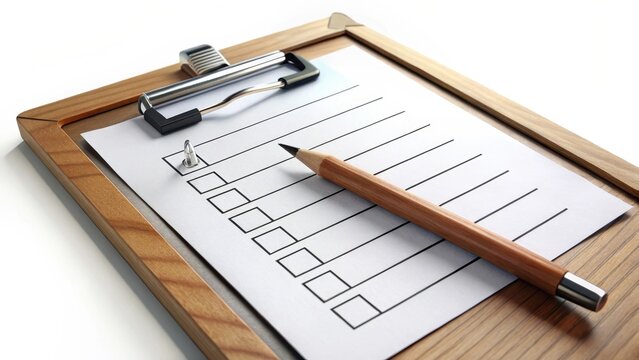 Detailed text with pencil marks on a clipboard, checklist, correction,  checklist
