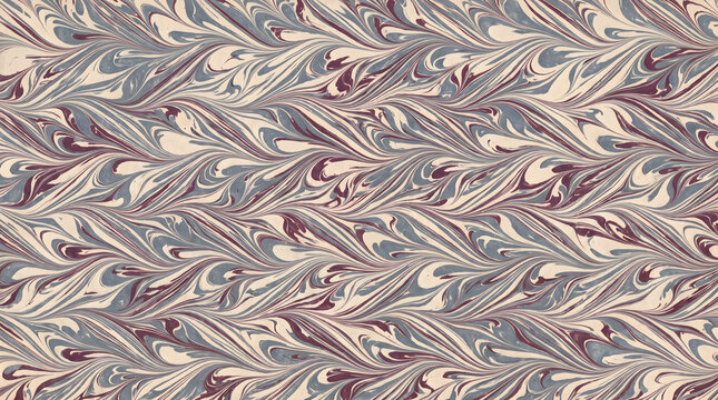 Marbled paper pattern in blue grey and burgundy swirls