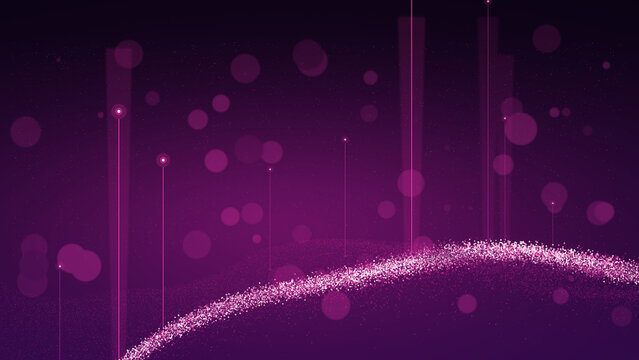 Abstract 3D Digital Point Cloud Terrain Data Beacons Ultraviolet Magenta Widescreen Background
