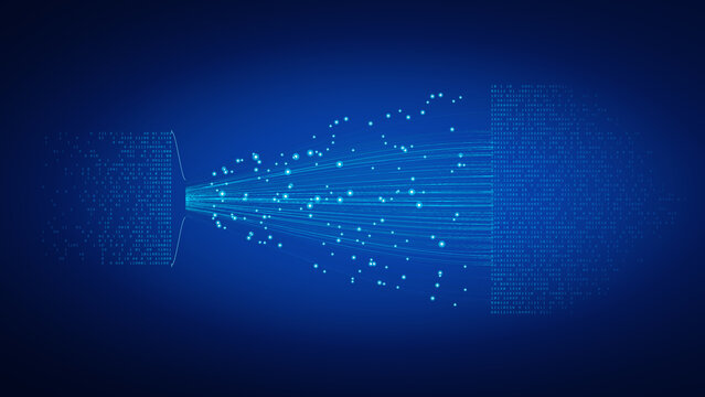 Abstract Data Stream Pipeline Fiber Optic Binary Flow Cyan Navy Widescreen Background
