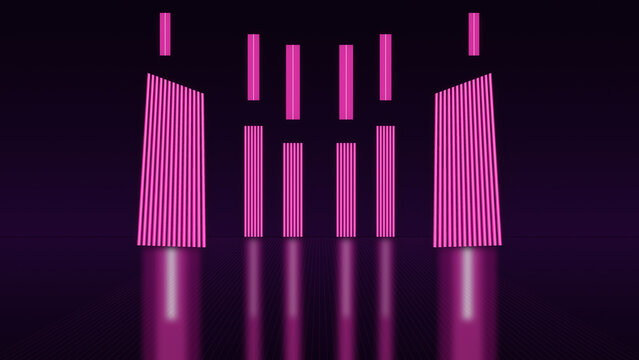 Futuristic Cyber Studio Stage Neon Magenta Violet Widescreen Background