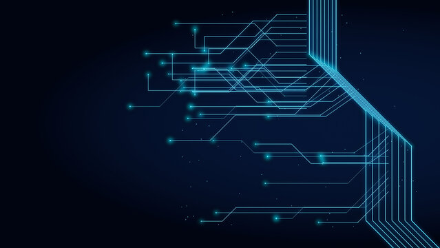 Cyber Circuit Board Processor Hub Electric Cyan Navy Widescreen Background