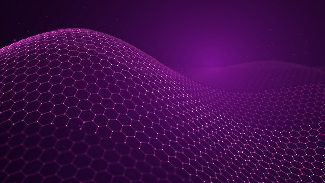 Neural Deep Learning Hexagon Grid Violet Magenta Background Graphic