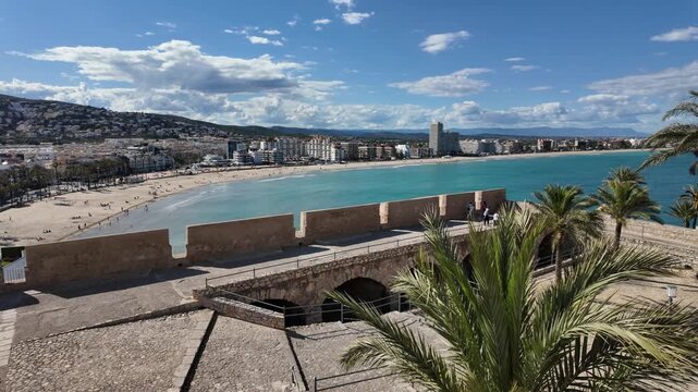 Scenic summer sight in Peniscola, beautiful seaside town in the Province of Castellon, Valencian Comunity, Spain.