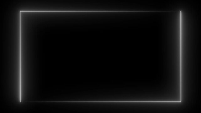 White neon frame animation, glowing light border, bright rectangular neon outline, soft electric shine edge, clean alpha background, minimal light box effect, futuristic neon border loop. 4K